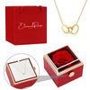 Eternally Preserved Rotating Rose Box - W/ Engraved Heart Necklace