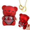 Rose Bear W/ Forever Rose & Heart Necklace